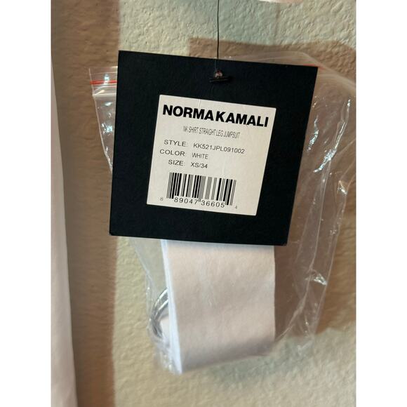 Norma Kamali NK Shirt Straight Leg One-Piece Jumpsuit White Women's Size XS/34 - Picture 6 of 6